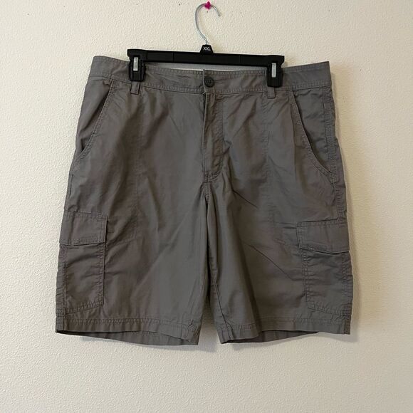 Columbia Mens Cargo Shorts Field Gear Omni-Shade  Nylon Elastic Waist Gray - Picture 1 of 7